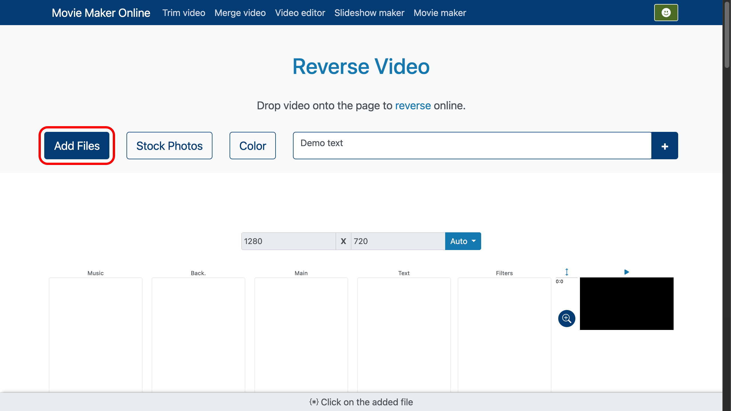 Upload video to reverse